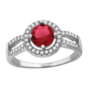 925 Sterling Silver Womens Red Cubic Zirconia Fancy Ring Size 6